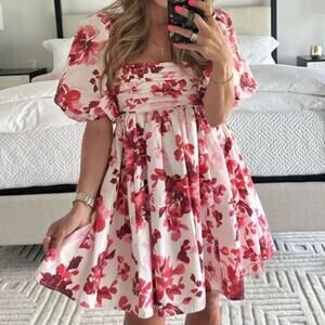 ABERCROMBIE & FITCH Emerson Cotton Poplin Mini Dress Pink Floral Sz XS NWT {H8}